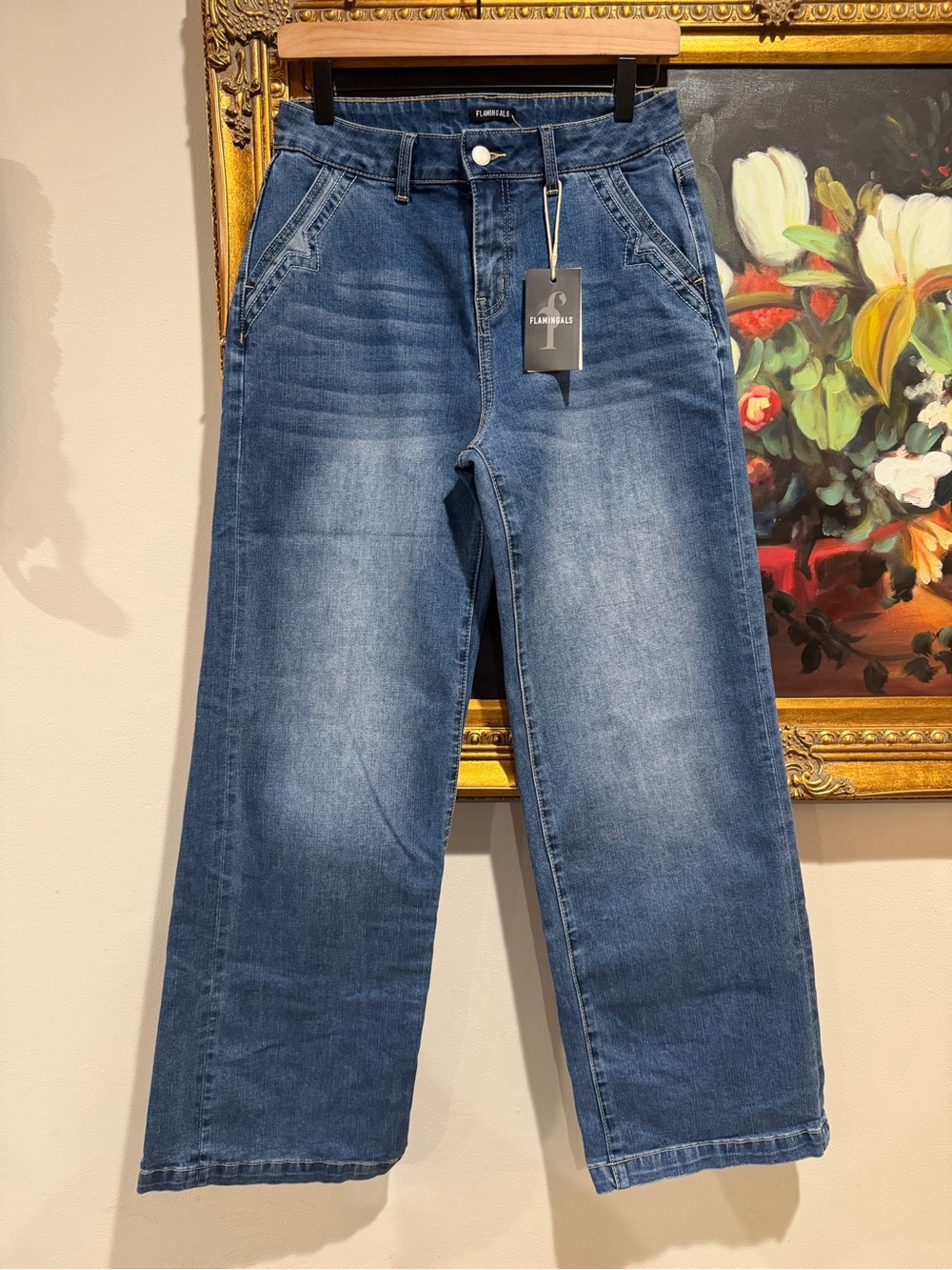 FLAMINGALS Straight-Leg Blue Jeans